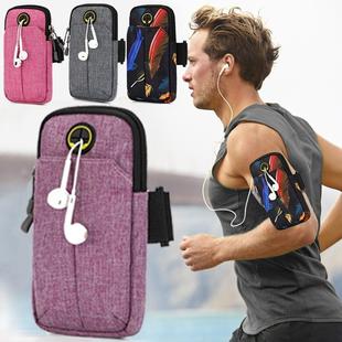 Universal 6.2 inch or Under Phone Zipper Double Bag Multi-functional Sport Arm Case with Earphone Hole(Purple)