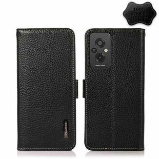 For Xiaomi Redmi 11 Prime KHAZNEH Magnetic Litchi Genuine Leather RFID Phone Case(Black)