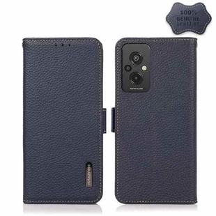 For Xiaomi Redmi 11 Prime KHAZNEH Magnetic Litchi Genuine Leather RFID Phone Case(Blue)