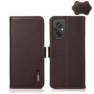 For Xiaomi Redmi 11 Prime KHAZNEH Magnetic Litchi Genuine Leather RFID Phone Case(Brown)