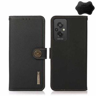 For Xiaomi Redmi 11 Prime KHAZNEH Custer Texture Genuine Leather RFID Phone Case(Black)