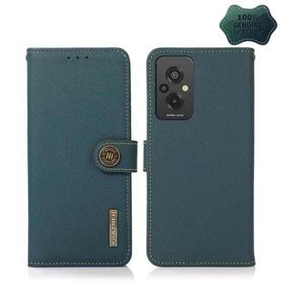 For Xiaomi Redmi 11 Prime KHAZNEH Custer Texture Genuine Leather RFID Phone Case(Green)