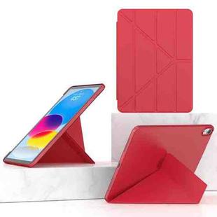 For iPad 10th Gen 10.9 2022 Multi-folding TPU Leather Smart Tablet Case(Red)