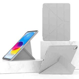For iPad 10th Gen 10.9 2022 Multi-folding TPU Leather Smart Tablet Case(Grey)