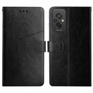 For Xiaomi Redmi 11 Prime 4G HT01 Y-shaped Pattern Flip Leather Phone Case(Black)