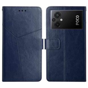 For Xiaomi Redmi 11 Prime 5G HT01 Y-shaped Pattern Flip Leather Phone Case(Blue)