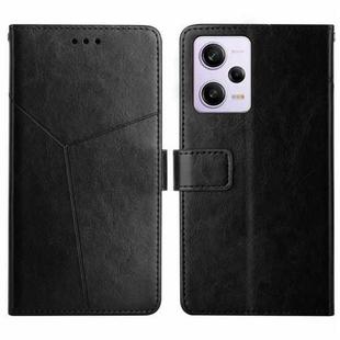 For Xiaomi Redmi Note 12 Pro 5G China HT01 Y-shaped Pattern Flip Leather Phone Case(Black)