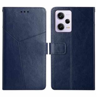 For Xiaomi Redmi Note 12 Pro+ China/Note 12 Explorer HT01 Y-shaped Pattern Flip Leather Phone Case(Blue)