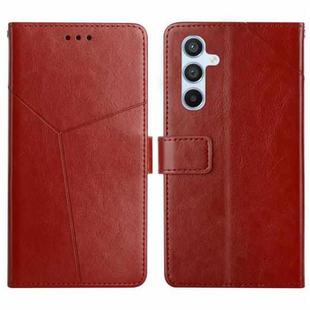 For Samsung Galaxy A54 5G HT01 Y-shaped Pattern Flip Leather Phone Case(Brown)