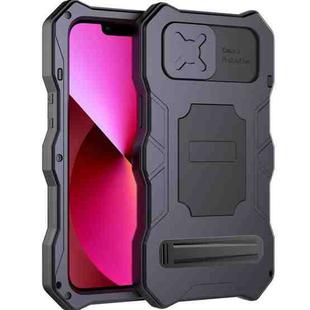 For iPhone 14 Life Waterproof Camshield Tri-poof Metal Phone Case with Holder(Black)