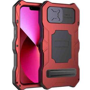 For iPhone 14 Life Waterproof Camshield Tri-poof Metal Phone Case with Holder(Red)