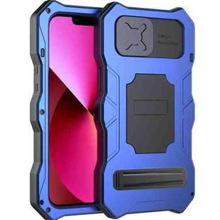 For iPhone 14 Plus Life Waterproof Camshield Tri-poof Metal Phone Case with Holder(Blue)