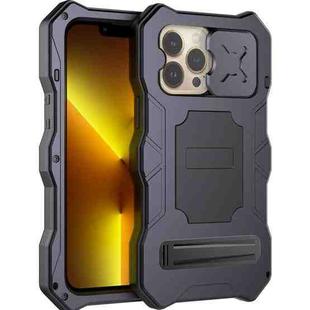 For iPhone 14 Pro Life Waterproof Camshield Tri-poof Metal Phone Case with Holder(Black)