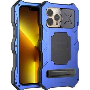 For iPhone 14 Pro Life Waterproof Camshield Tri-poof Metal Phone Case with Holder(Blue)