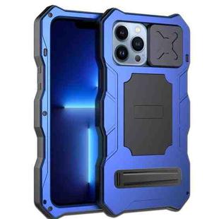 For iPhone 14 Pro Max Life Waterproof Camshield Tri-poof Metal Phone Case with Holder(Blue)