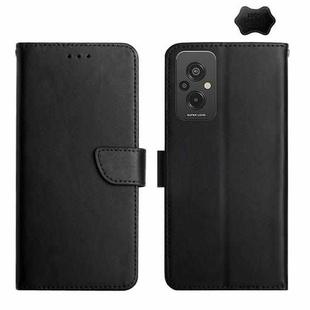 For Xiaomi Redmi 11 Prime 4G Genuine Leather Fingerprint-proof Flip Phone Case(Black)