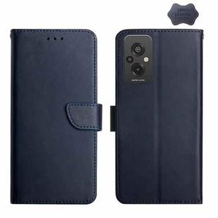 For Xiaomi Redmi 11 Prime 4G Genuine Leather Fingerprint-proof Flip Phone Case(Blue)