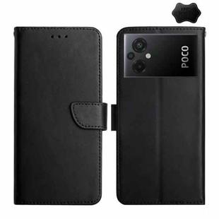 For Xiaomi Redmi 11 Prime 5G Genuine Leather Fingerprint-proof Flip Phone Case(Black)