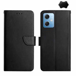 For Xiaomi Redmi Note 12 China Genuine Leather Fingerprint-proof Flip Phone Case(Black)