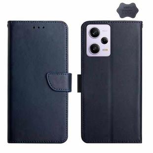 For Xiaomi Redmi Note 12 Pro+ China/12 Explorer Genuine Leather Fingerprint-proof Flip Phone Case(Blue)