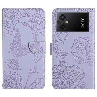 For Xiaomi Redmi 11 Prime 5G HT03 Skin Feel Butterfly Embossed Flip Leather Phone Case(Purple)