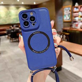 For iPhone 14 Plus MagSafe Magnetic Lanyard Phone Case(Blue)