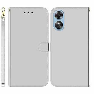 For OPPO A17 Imitated Mirror Surface Flip Leather Phone Case(Silver)