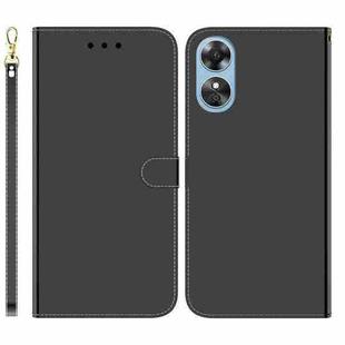 For OPPO A17 Imitated Mirror Surface Flip Leather Phone Case(Black)