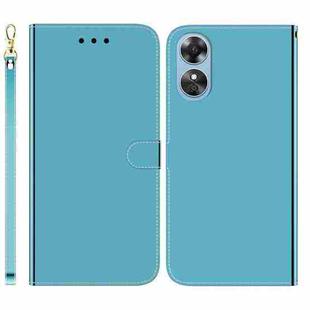 For OPPO A17 Imitated Mirror Surface Flip Leather Phone Case(Blue)