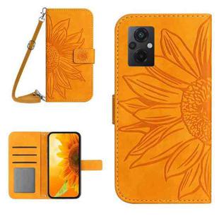 For Xiaomi Redmi 11 Prime 5G Skin Feel Sun Flower Pattern Flip Leather Phone Case with Lanyard(Yellow)