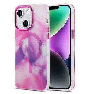 For iPhone 14 MagSafe Magnetic Ink Phone Case(Pink Purple)