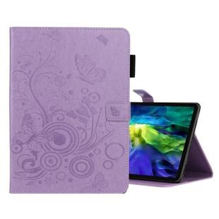 For iPad Pro 11 (2020) Butterflies Embossing Pattern Horizontal Flip Leather Tablet Case with Holder & Card Slot(Purple)