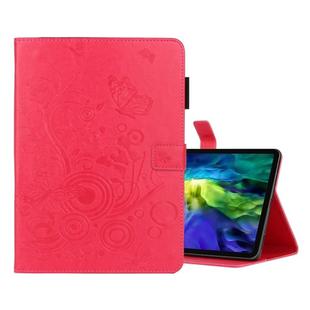 For iPad Pro 11 (2020) Butterflies Embossing Pattern Horizontal Flip Leather Tablet Case with Holder & Card Slot(Red)