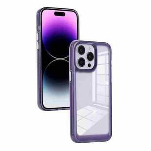 For iPhone 14 Pro Max Clear Color TPU Space Acrylic Phone Case(Purple)