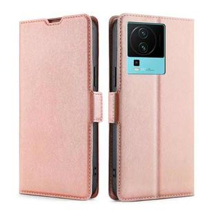 For vivo iQOO Neo7 Ultra-thin Voltage Side Buckle Horizontal Flip Leather Phone Case(Rose Gold)