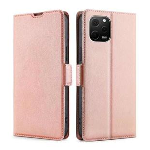 For Huawei nova Y61 Ultra-thin Voltage Side Buckle Horizontal Flip Leather Phone Case(Rose Gold)