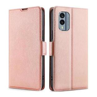 For Nokia X30 5G Ultra-thin Voltage Side Buckle Horizontal Flip Leather Phone Case(Rose Gold)