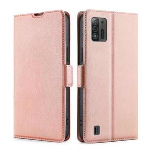 For ZTE Blade A52 Lite Ultra-thin Voltage Side Buckle Horizontal Flip Leather Phone Case(Rose Gold)