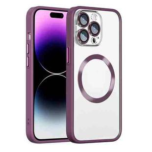 For iPhone 13 Pro Cat Eyes MagSafe Shockproof Protective Phone Case(Red Purple)