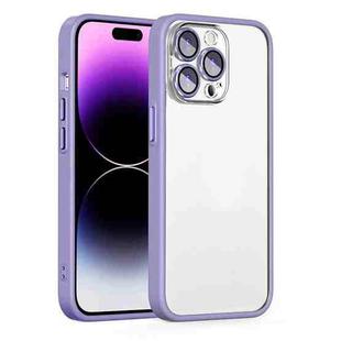 For iPhone 14 Pro Cat Eyes Metal Camera Lens Shockproof Protective Phone Case(Purple)