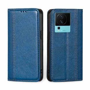 For vivo iQOO Neo7 Grid Texture Magnetic Flip Leather Phone Case(Blue)