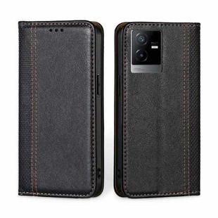 For vivo T2x 5G/Y73t/iQOO Z6x Grid Texture Magnetic Flip Leather Phone Case(Black)