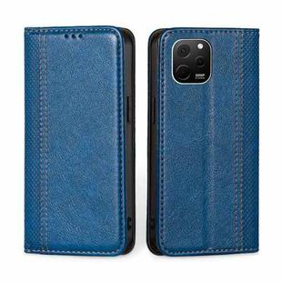For Huawei nova Y61 Grid Texture Magnetic Flip Leather Phone Case(Blue)