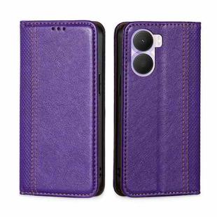 For Honor Play 40 Plus Grid Texture Magnetic Flip Leather Phone Case(Purple)