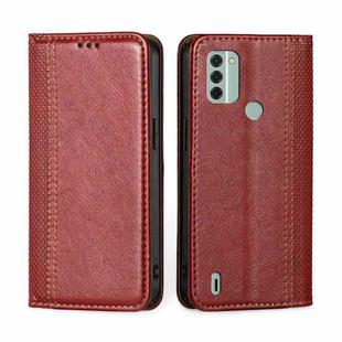 For Nokia C31 Grid Texture Magnetic Flip Leather Phone Case(Red)