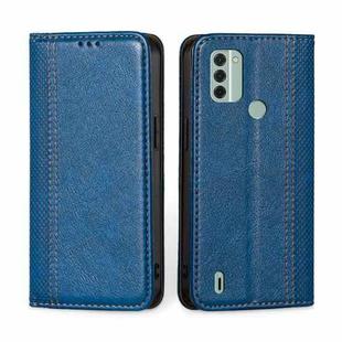 For Nokia C31 Grid Texture Magnetic Flip Leather Phone Case(Blue)