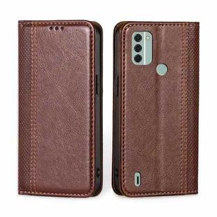 For Nokia C31 Grid Texture Magnetic Flip Leather Phone Case(Brown)