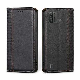 For ZTE Blade A52 Lite Grid Texture Magnetic Flip Leather Phone Case(Black)