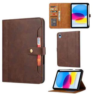 For iPad 10th Gen 10.9 2022 Calf Texture Double Fold Leather Smart Tablet Case(Coffee)