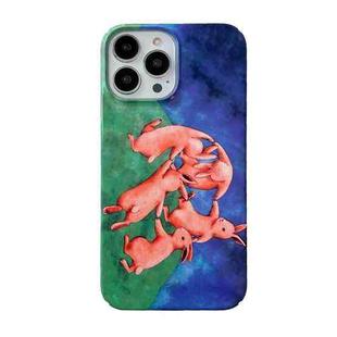 For iPhone 14 Pro Cartoon Film Craft Hard PC Phone Case(Dancing Rabbit)